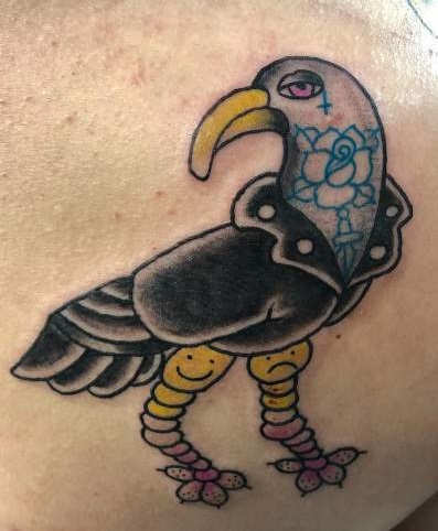 Funky Bird Unusual Shoulder Tattoo