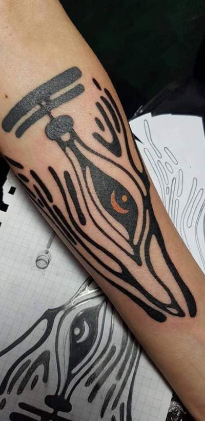 Incredible Wolf Face Arm Tattoo Idea
