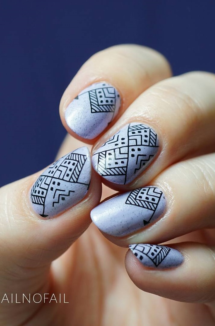 Lavender Stamping Nails Design
