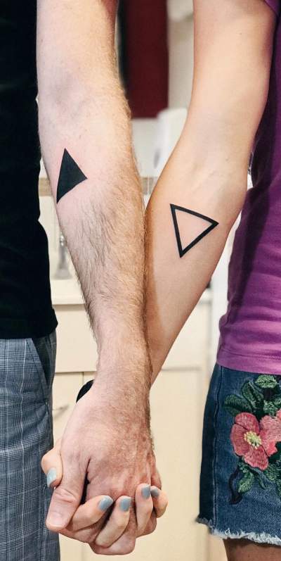 Man & Woman Triangle Couple Tattoo