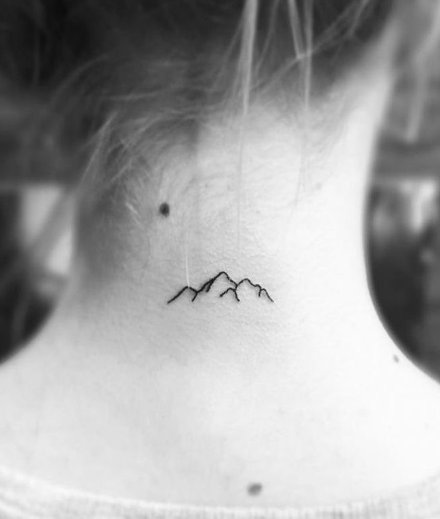 Mountain Design In Boundaries For Back Of The Neck Tattoo
