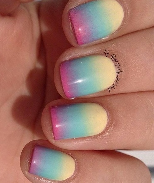 Multicolour Summer Manicure On Square Nails
