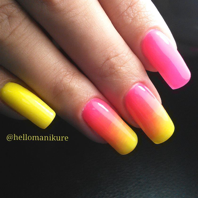 Neon Gradient Long Nails For Summer