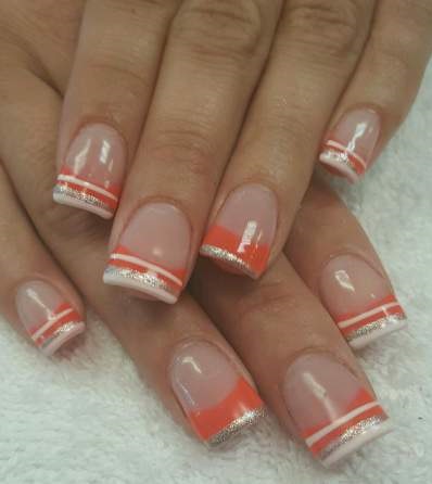 Peach French Nails For Summer Day Out