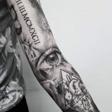 Realism Eye Full Sleeve Tattoo Idea