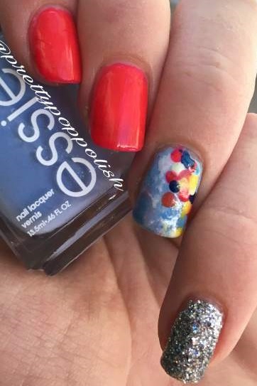 Red And Blue Summer Nail Art For All