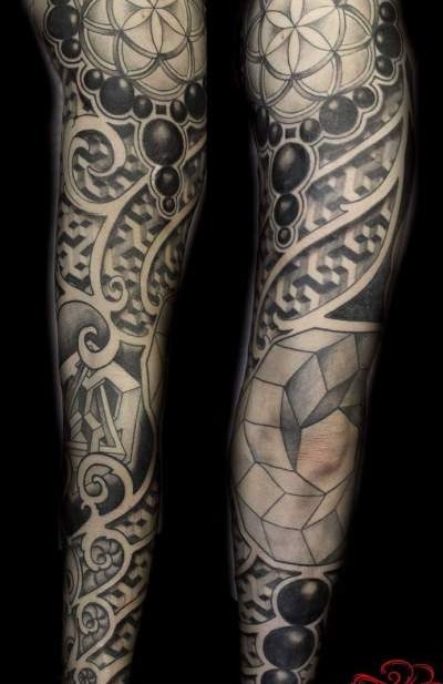 Rocking Geometric Full Sleeve Tattoo