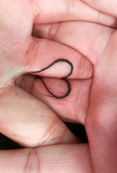 Small Finger Heart Tattoo For Couples