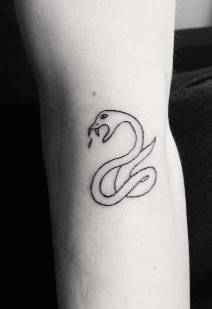 Tiny Snake Linework Tattoo Design