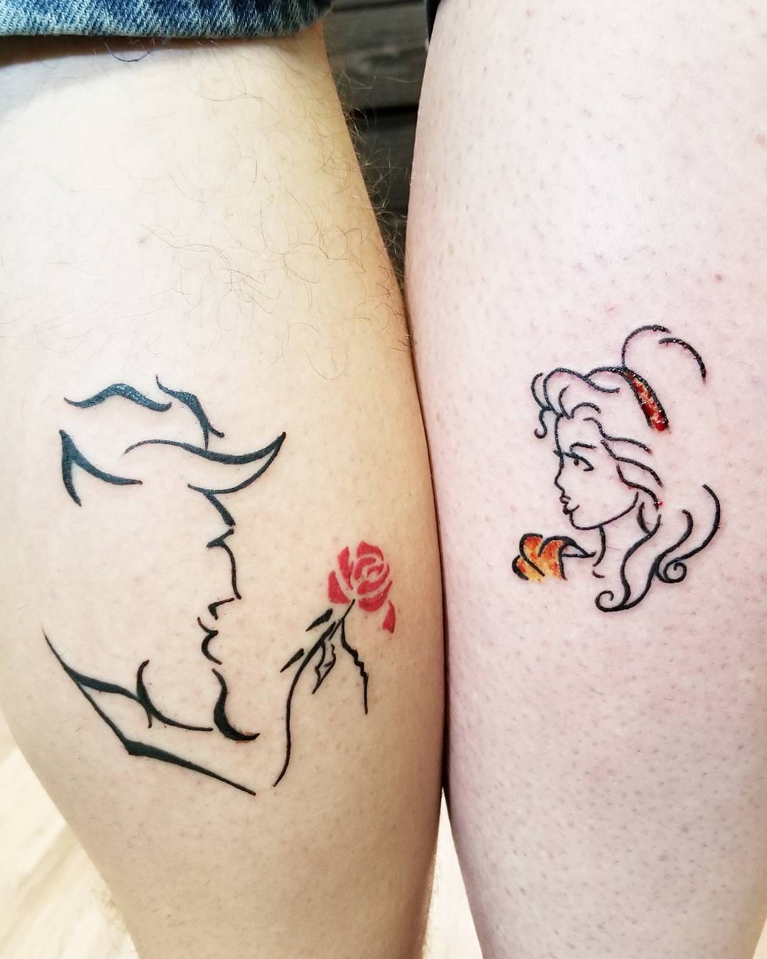 Victorian Style Cute Couple Tattoo Idea