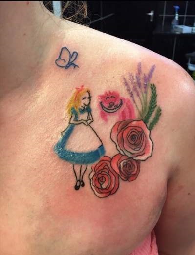 Wonderful Alice Wonderland Shoulder Tattoo  Summer Tattoo Ideas
