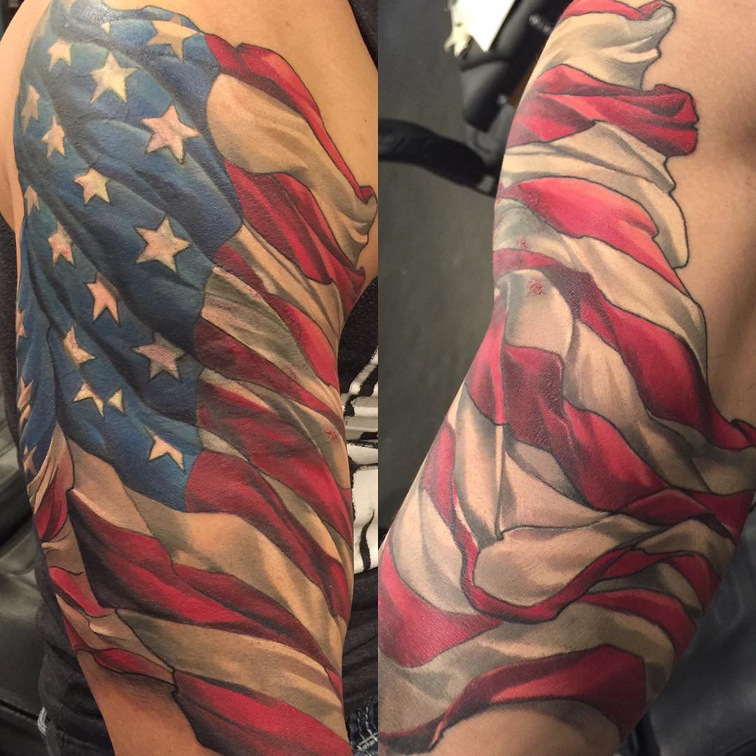 Adorable American Flag Arm Tattoo