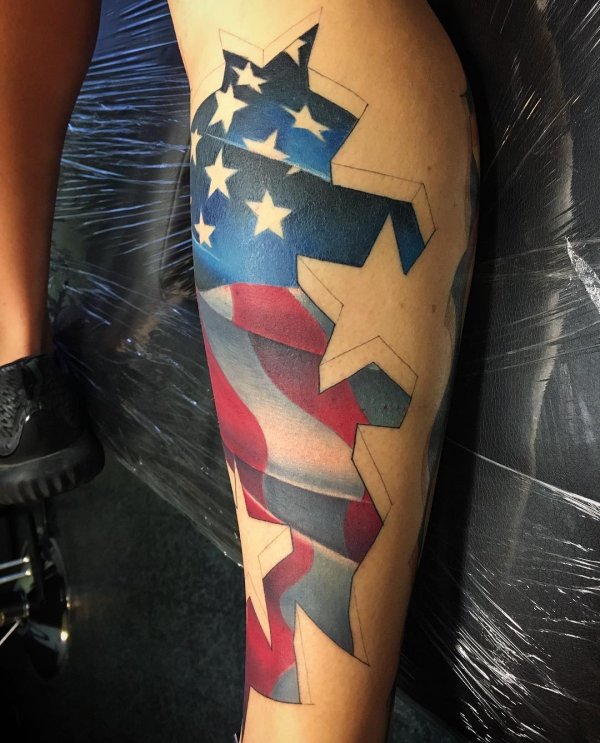 Artistic American Flag Tattoo Design