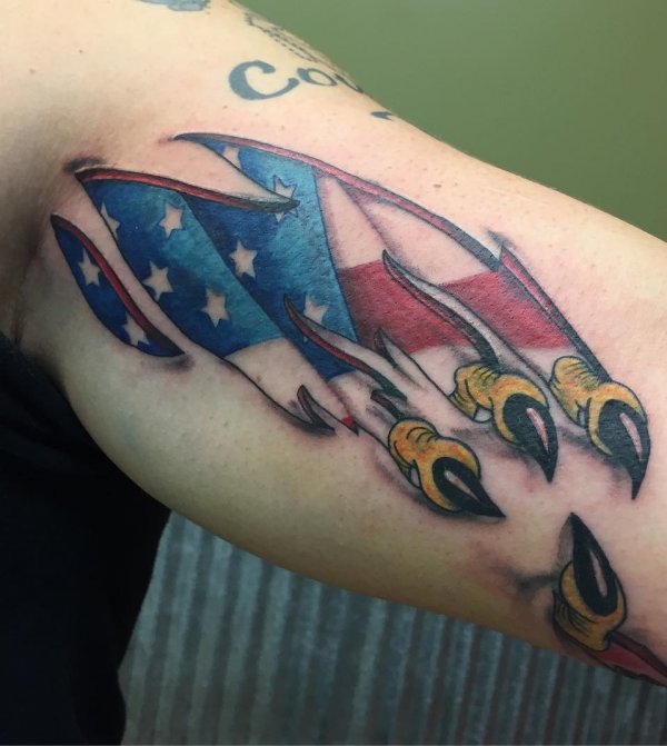 Beautiful Flag Tattoo As Eagle