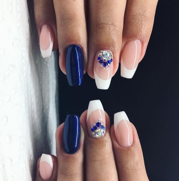 Beautiful Long Nail Manicure With Colorful Beads