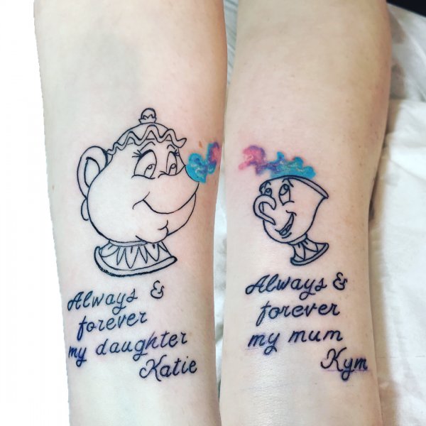 Beautiful Mother Daughter Wrist Tattoo Idea