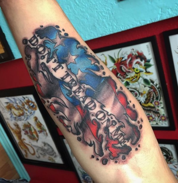 Broken Skin American Flag Tattoo Design