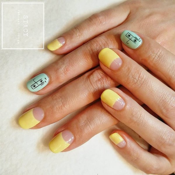 Charming Yellow Tips With Designer Ring Finger Paint