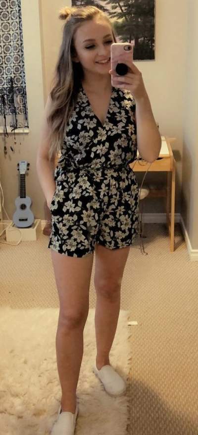 Cool Floral Romper And White Flats