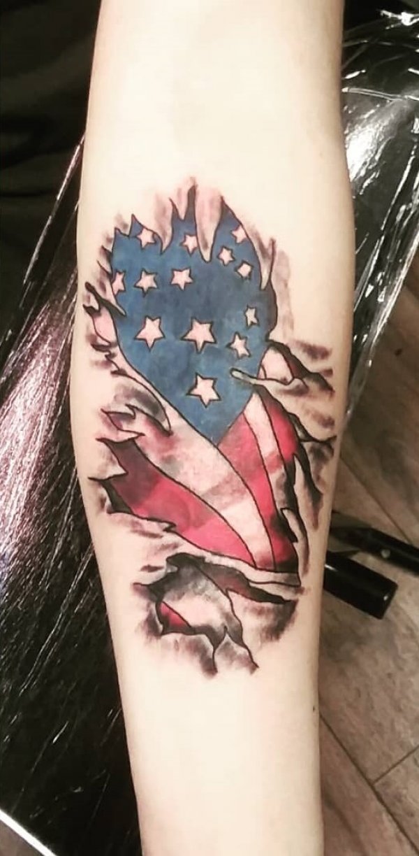 Cover-up Flag Tattoo
