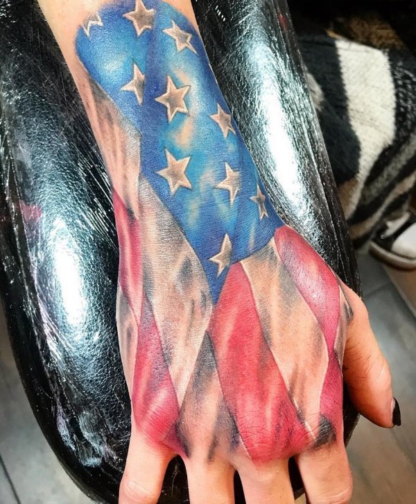 Dazzling Flag Inked On Arm