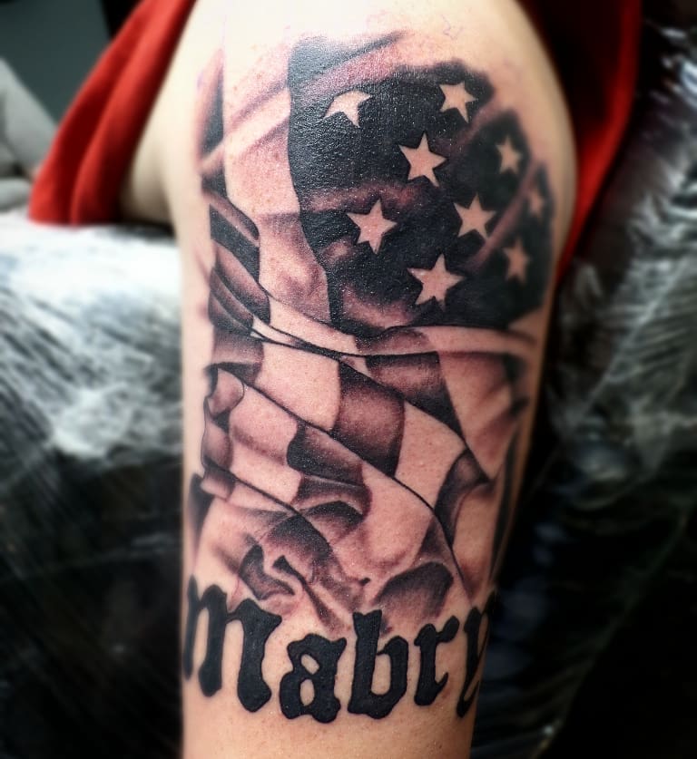 Elegant American Flag Skin Rip Design Tattoo Design