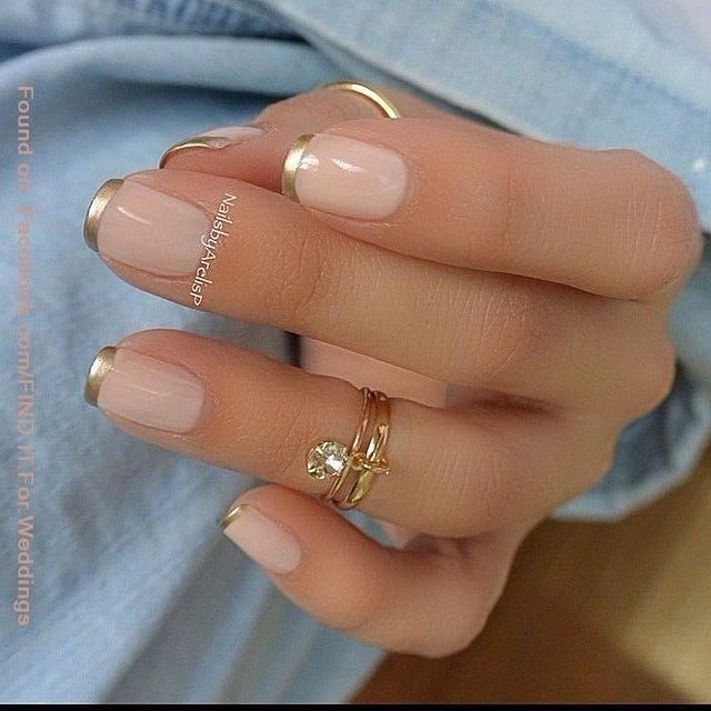 Golden Tips Clear French Nails