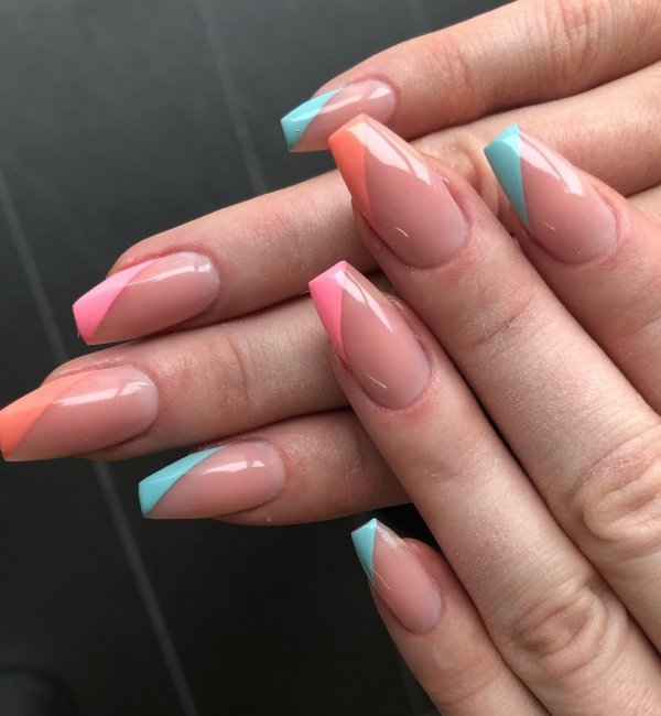 Gorgeous French Long Nails With Colored Tips
