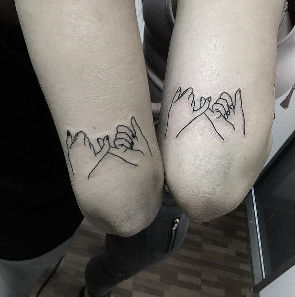 Line Work Promise Tattoo For Mother Daughter