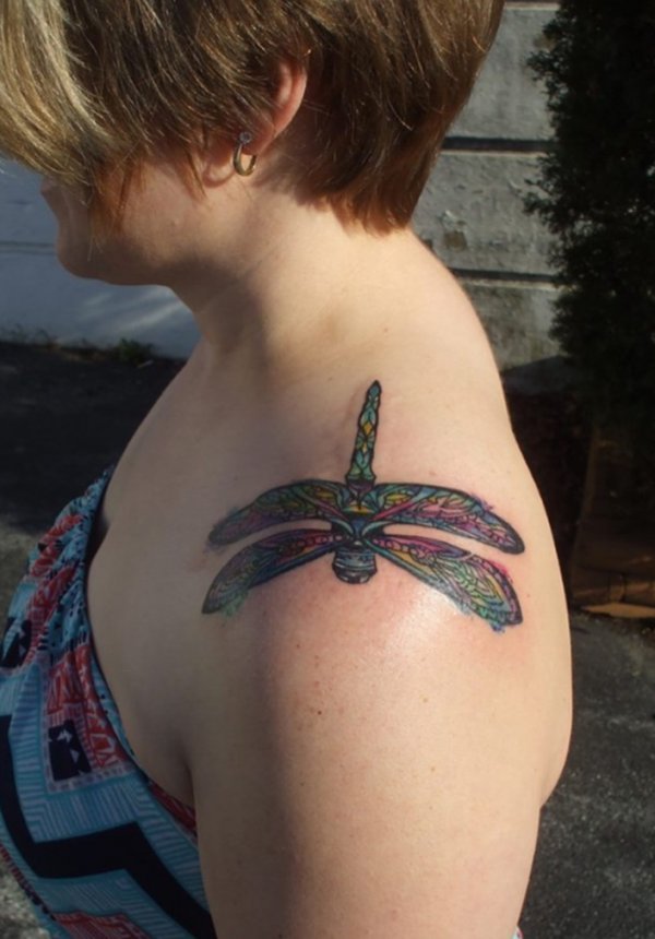 Mandala Dragonfly On Shoulder