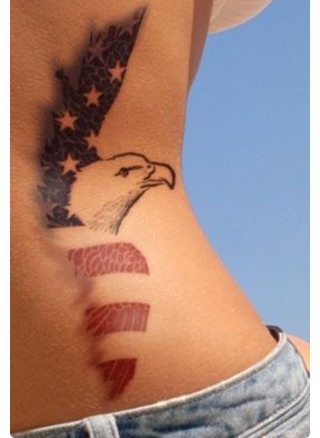 Marvelous American Flag Tattoo On Waist