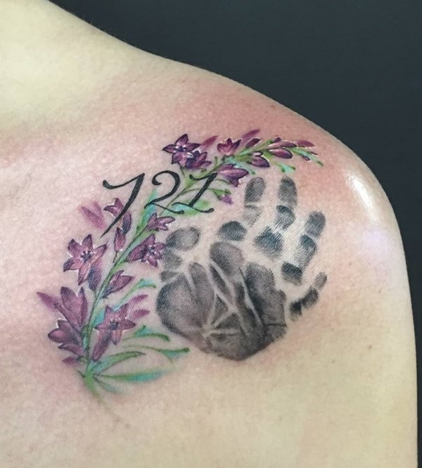 Memorial Tattoo With Wild Flowers