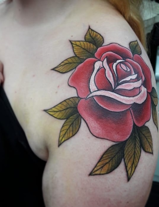 Red Rose Tattoo For Women