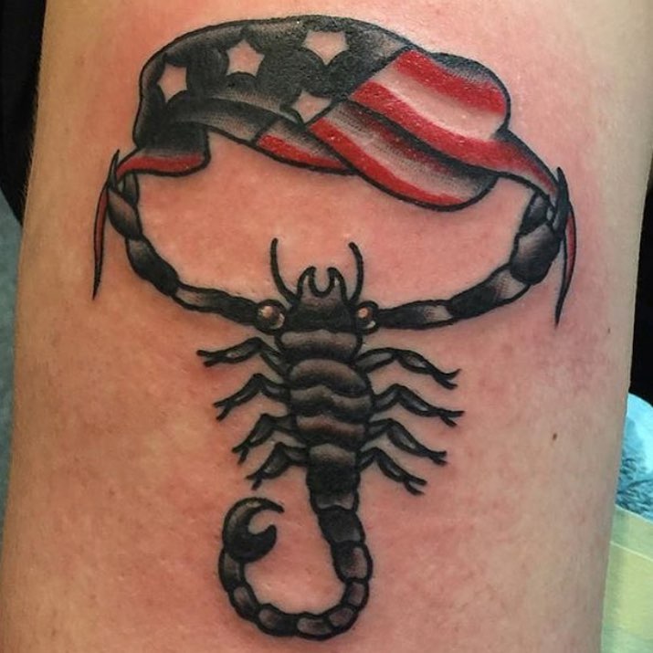Scorpion Holding A Flag