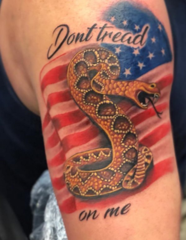 Snake Tattoo With American Flag