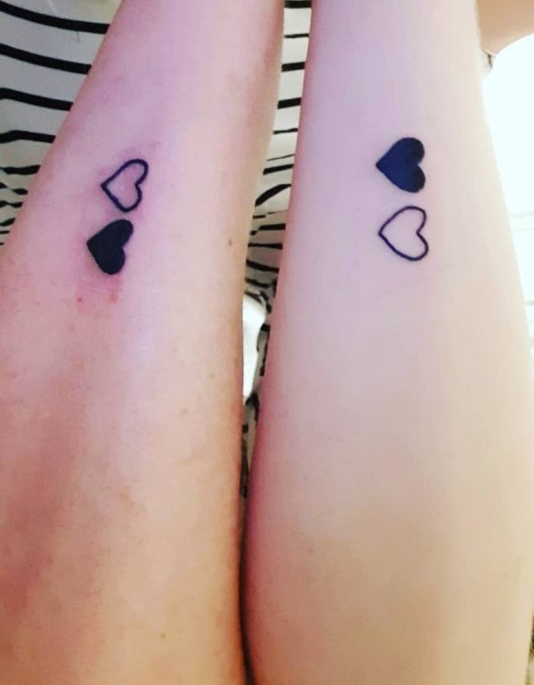 Two Hearts Tattoos On Arm