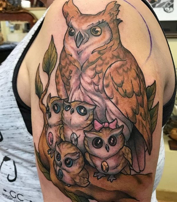 Awesome Design Of Family Of Tattoos On Half Sleeve