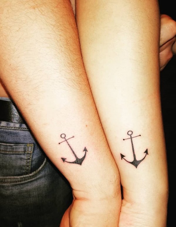 Awesome couple anchor tattoo on forearm