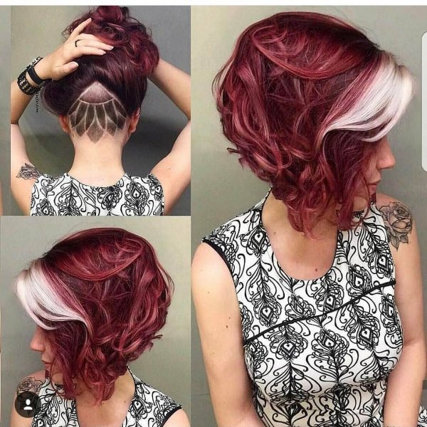 Coral Red And Gray Ombre Hairs