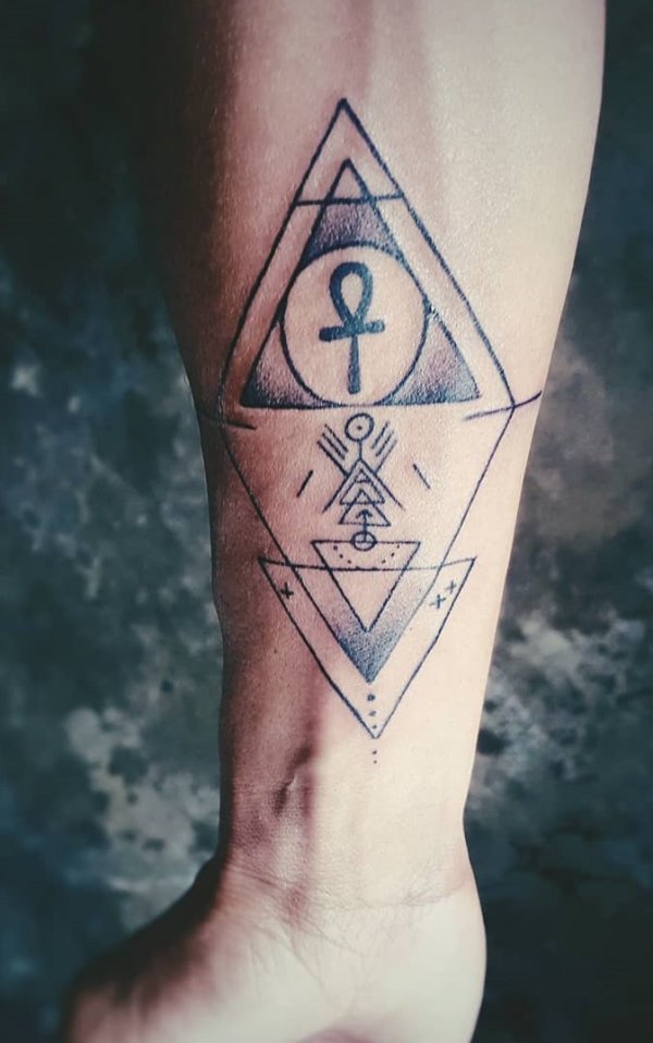 Dashing Dotwork Triangle Tattoo Design