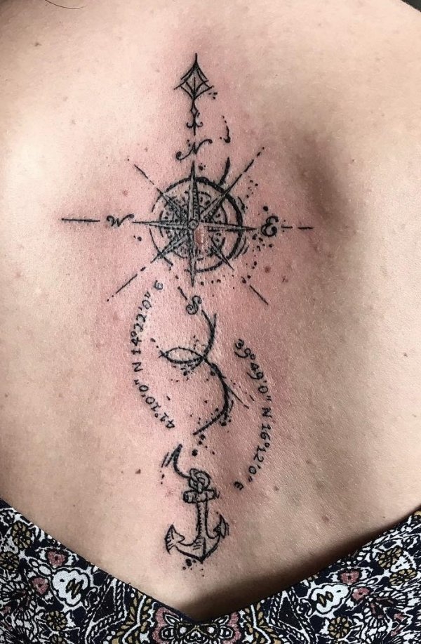 Eye-catching anchor tattoo with compass