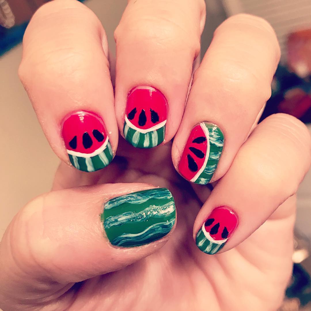 Funky Watermelon Nails