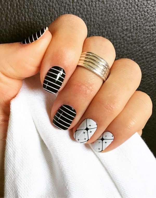 Incredible White and Black Easy Nail Art Designs