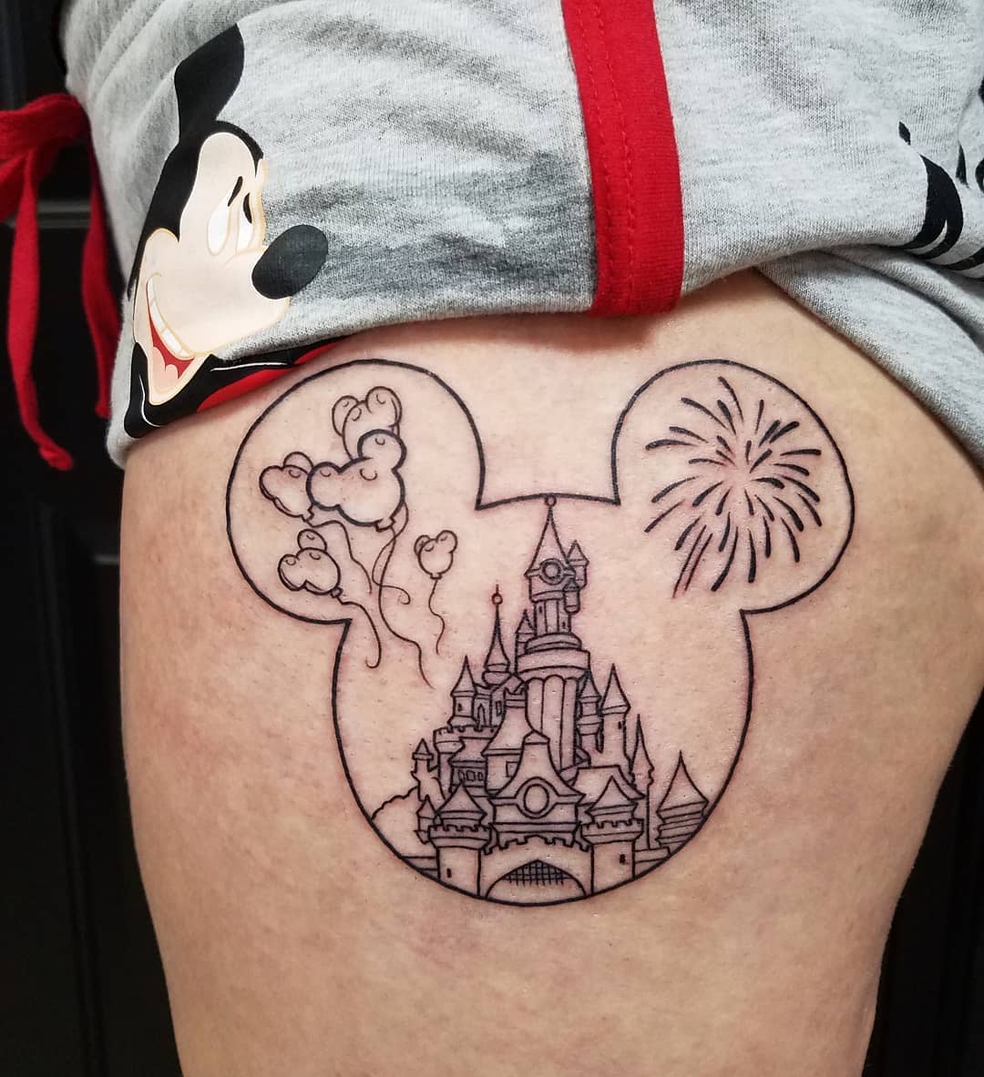 Linework Disney Castle Wonderland Tattoo