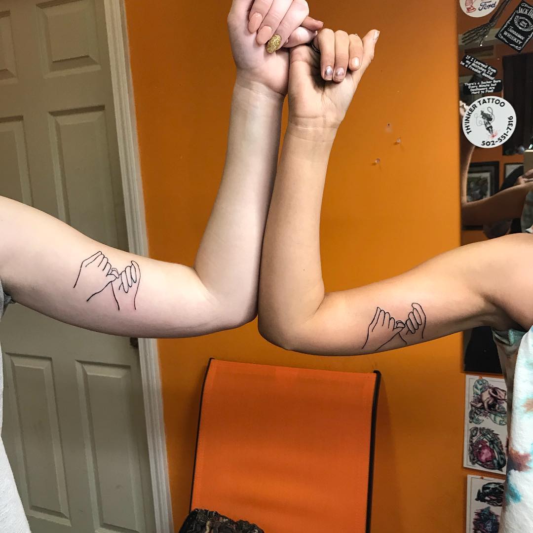 Linework Matching Promise Tattoo For Sisters