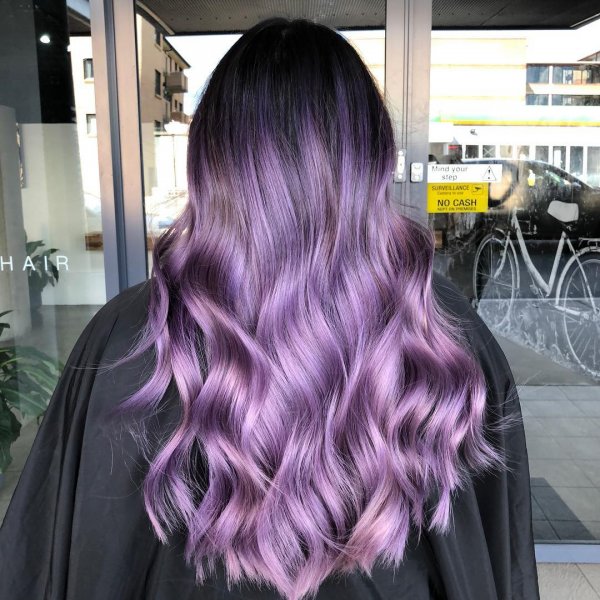 Long Black And Lavender Ombre Hairs