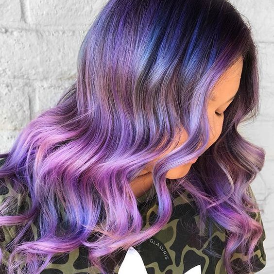 Metallic Purple Hairs Of Different Shades