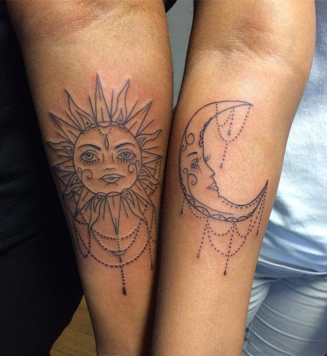 Moon And Sun Jewellry Sister Symbol On Forearm