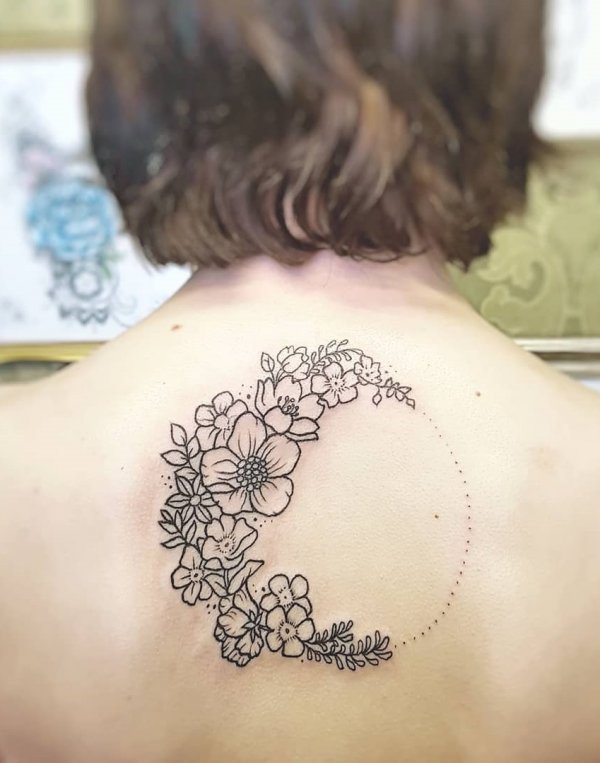 Natural Flower Tattoo On Back