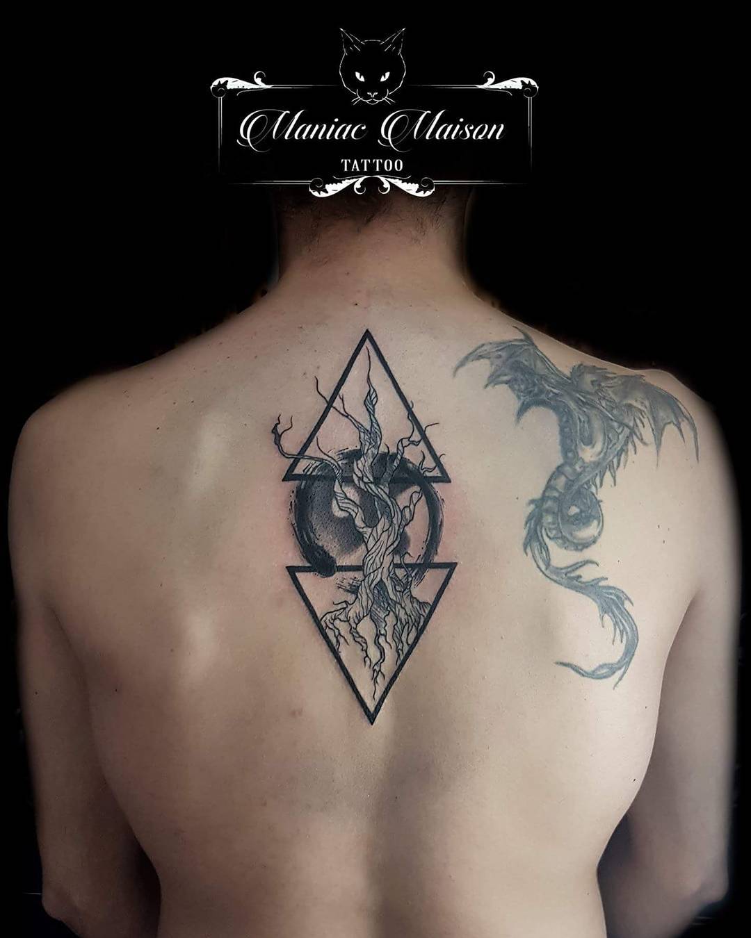 Nature Inspired Geometric Tattoo With Triangles Inked On Back Blurmark,How To Get On Nate And Jeremiah By Design